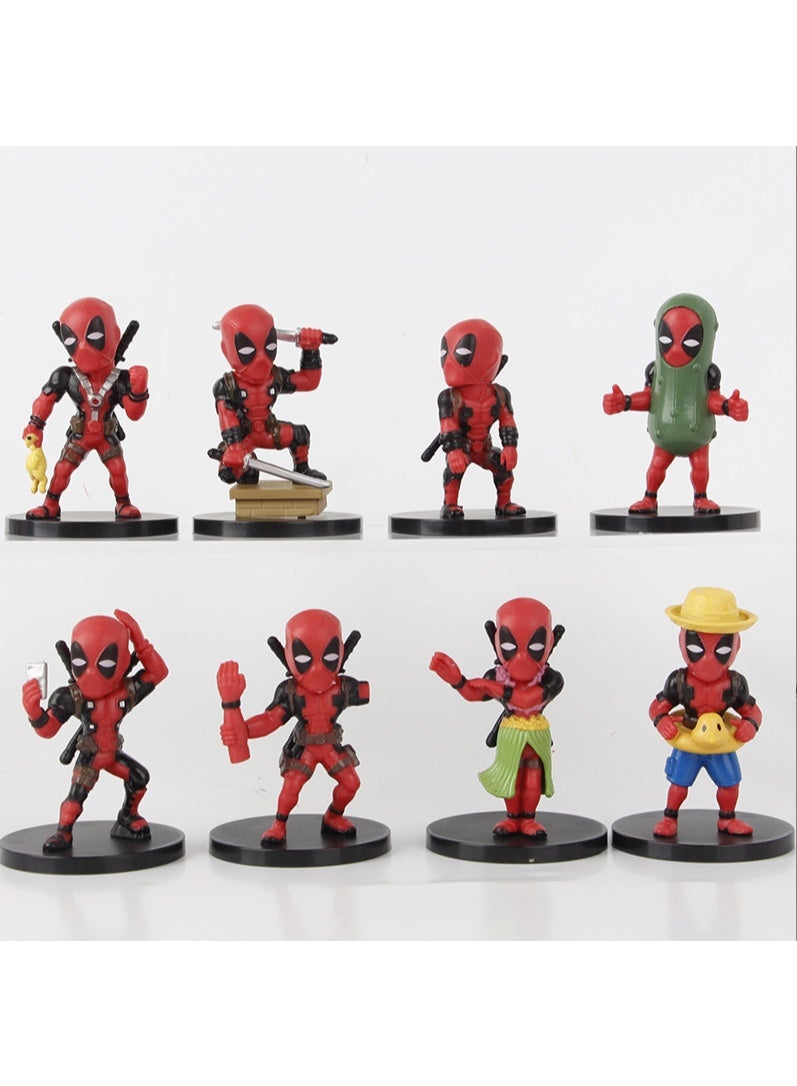 8 قطع X-men Deadpool 7-8 سم مجسم X-men Deadpool 7-8 سم PVC لعبة قابلة للتحصيل - Image 1