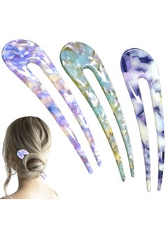 La Jolie Jasmin 3PCS U Shaped Hair Pins For Girls Hairstyle Acetate French Style Hair Pin Fork Vintage Thicker Hair Clips 47 Elegant 