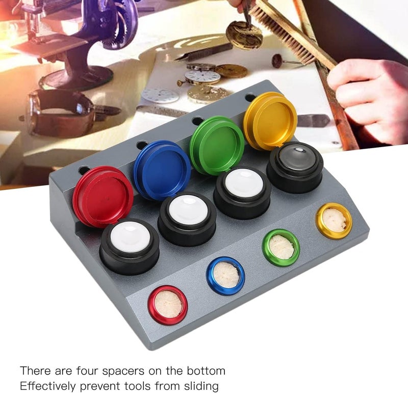 klarako 4 Hole Watch Oil Dip Tool, Watchmakers Oil Cup Holders Ceramic Aluminum Alloy 4pcs Oil Dish Watch Oiler Repair Set with Oil Pen for Watch Repairing - Image 3