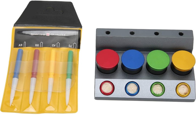 klarako 4 Hole Watch Oil Dip Tool, Watchmakers Oil Cup Holders Ceramic Aluminum Alloy 4pcs Oil Dish Watch Oiler Repair Set with Oil Pen for Watch Repairing - Image 1
