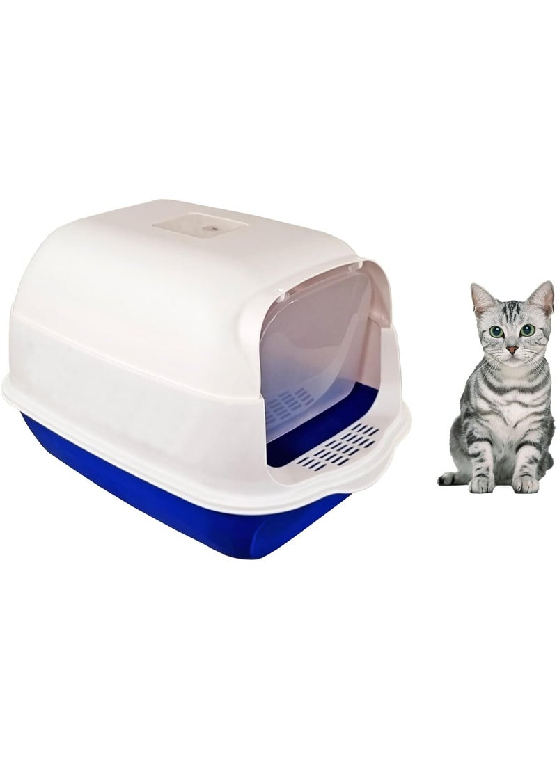 أن ان سي بيتس مرحاض فضلات القطط، صندوق فضلات القطط مع مغرفة بلاستيكية، سهل التنظيف، صندوق فضلات متوسط ​​الحجم، بدون رائحة، مغلق بالكامل، غطاء على المدخل، للاستخدام الداخلي والخارجي (50 سم) - Image 1