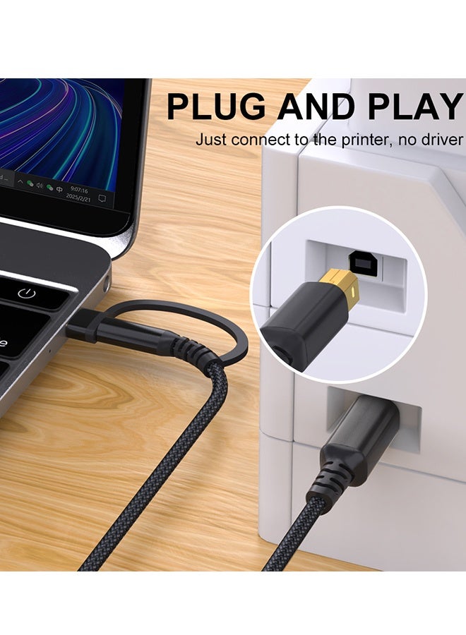 كابل طابعة USB A / C إلى USB B 6.6ft - عالية السرعة لـ HP و Canon و Brother و Samsung و Dell و Epson و Lexmark و Xerox وأكثر من ذلك - Image 2
