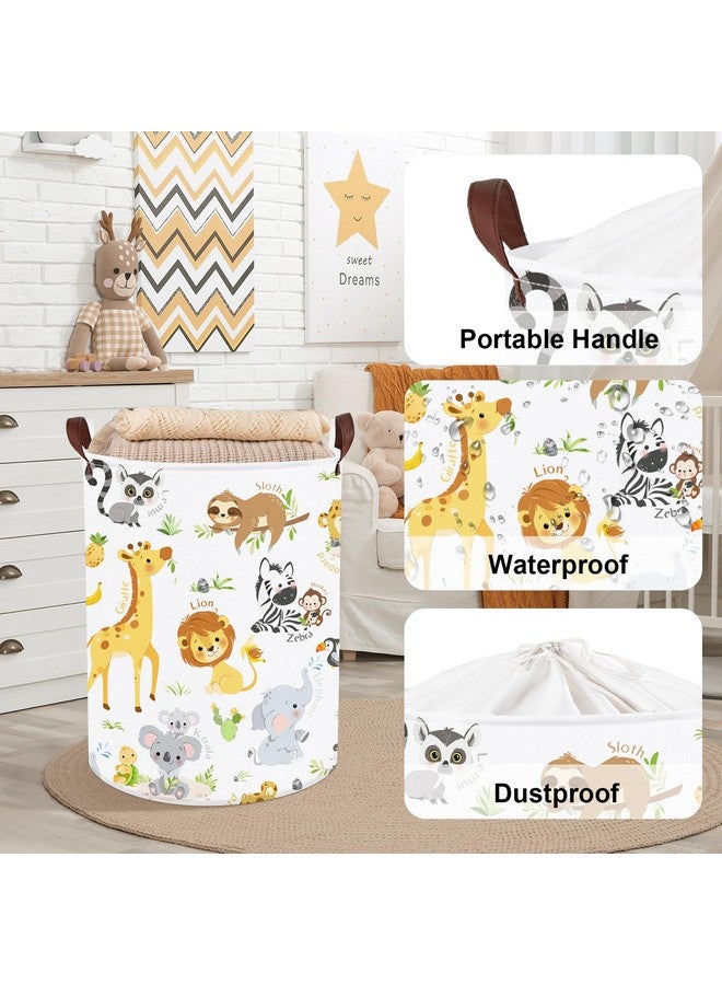 Clastyle Large Alphabet Animal Hamper for Nursery Kid Room Giraffe Lion Boy Girl Laundry Basket with Handle Elephant Collapsible Zebra Clothes Toy Storage Basket with Lid - Image 4