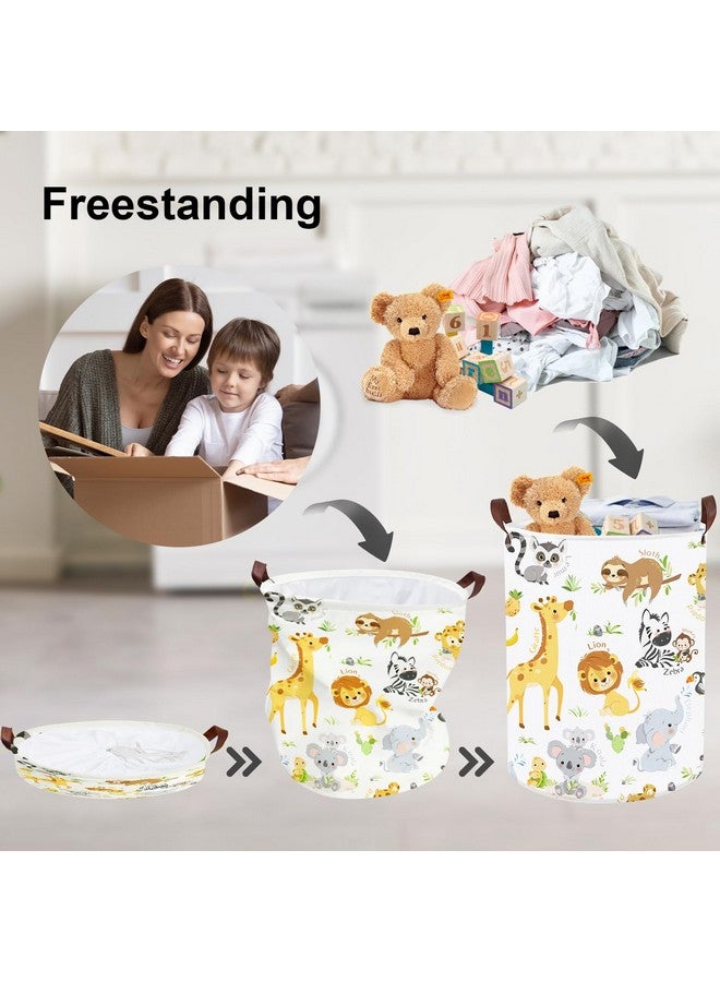Clastyle Large Alphabet Animal Hamper for Nursery Kid Room Giraffe Lion Boy Girl Laundry Basket with Handle Elephant Collapsible Zebra Clothes Toy Storage Basket with Lid - Image 3