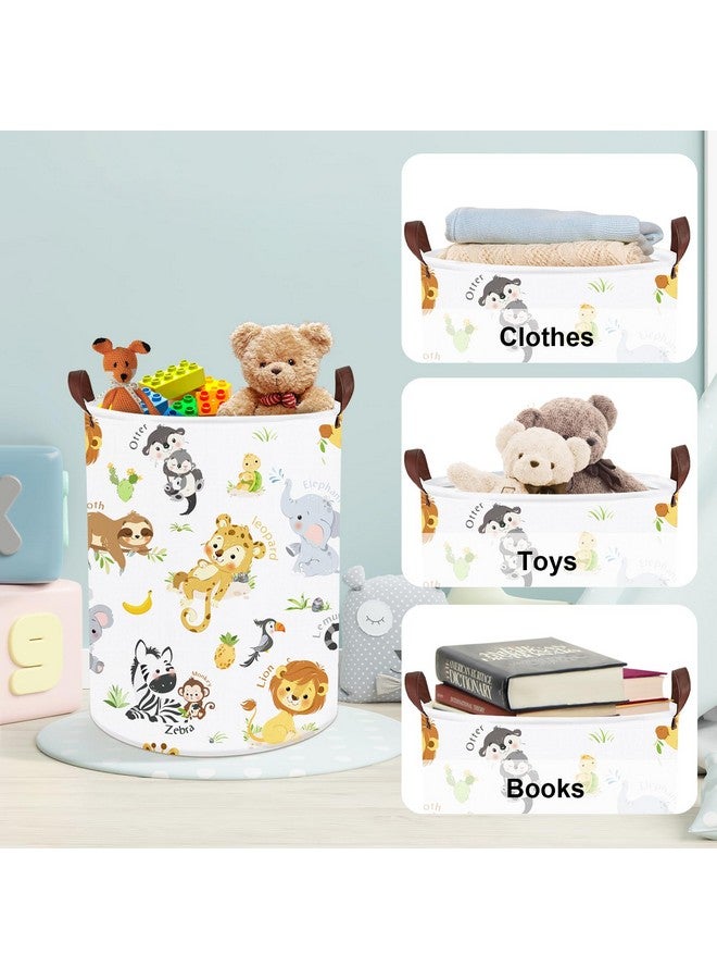Clastyle Large Alphabet Animal Hamper for Nursery Kid Room Giraffe Lion Boy Girl Laundry Basket with Handle Elephant Collapsible Zebra Clothes Toy Storage Basket with Lid - Image 5