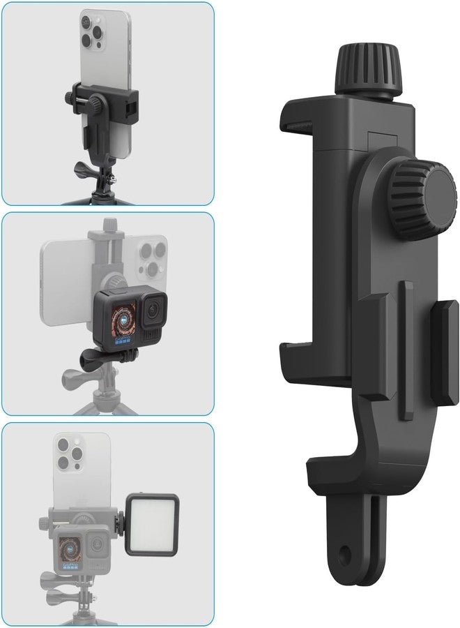 Suptig Phone Holder for Tripod, Action Camera Tripod Mount Adapter Compatible for iPhone, Gopro, DJI Action, Insta 360, Akaso, Mic, LED Light Photography Accessories - Image 4