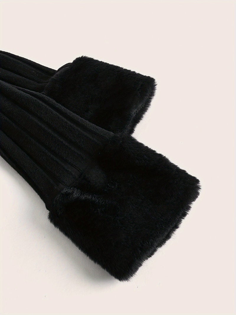 سترة كاردigan عصرية ضيقة ذات ياقة فرو بلون موحد لخريف وشتاء 2024 - Image 4