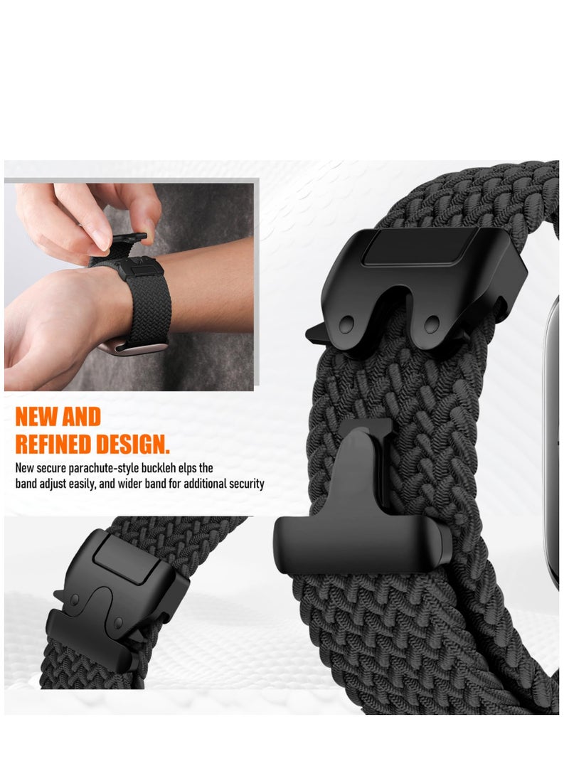 SZOXST Compatible for Apple Watch Band 42mm 41mm 40mm 38mm Elastic Nylon Braided Secure & Comfortable Stretchy Strap for Women Men,Parachute Buckle Bands for iWatch Series 10 9 8 7 6 5 4 3 SE Black  - Image 3