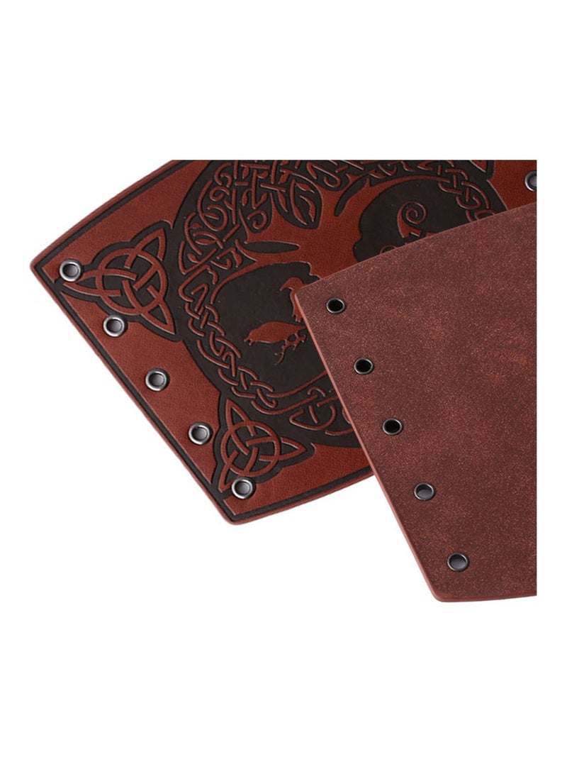 Archery Arm Guard Leather, 2 Pcs Adjustable Forearm Protecto, Medieval Handcrafted PU Leather Armguard, for Archery, Shooting, Hunting, Viking Cosplay (Brown) - Image 4