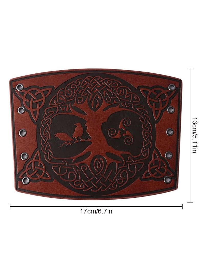 Archery Arm Guard Leather, 2 Pcs Adjustable Forearm Protecto, Medieval Handcrafted PU Leather Armguard, for Archery, Shooting, Hunting, Viking Cosplay (Brown) - Image 3