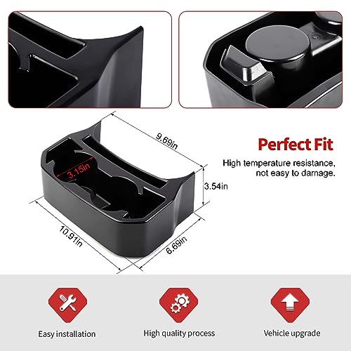 Jimen for JL Rear Cup Holder, Dual Extra Cup Holder Organizer Tray Drink Holder for Back Seat Compatible with Jeep Wrangler JL JLU & Gladiator JT 2018-2025 - Image 3