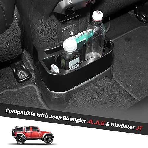 Jimen for JL Rear Cup Holder, Dual Extra Cup Holder Organizer Tray Drink Holder for Back Seat Compatible with Jeep Wrangler JL JLU & Gladiator JT 2018-2025 - Image 2