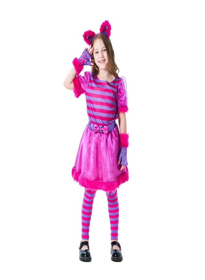 Wizland Cheshire Cat Costume Girls,Cheshire Cat Dress for Halloween,Dress Up Party and Roleplay Cosplay. 8-10yrs - Image 3