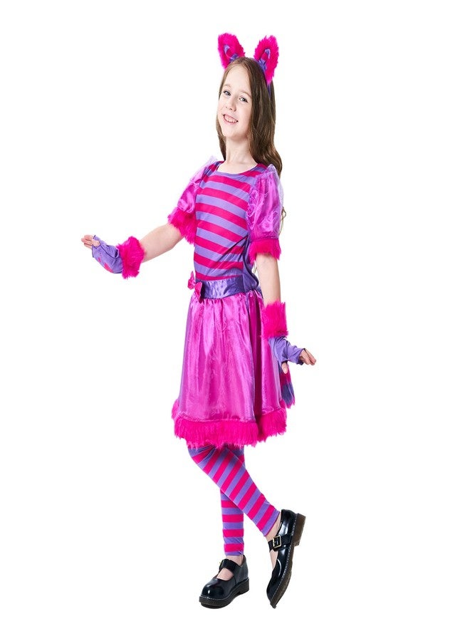 Wizland Cheshire Cat Costume Girls,Cheshire Cat Dress for Halloween,Dress Up Party and Roleplay Cosplay. 8-10yrs - Image 4