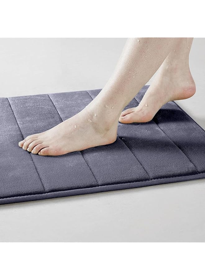 هوم برو سجادة حمام Tapate من الإسفنج الذكي الناعم غير القابل للانزلاق، قابلة للغسل في الغسالة، ماصة للماء، سجادة إسفنجية ناعمة غير قابلة للانزلاق، سجاد حمام ماص للمطبخ، أرضيات الحمام، رمادي - Image 3