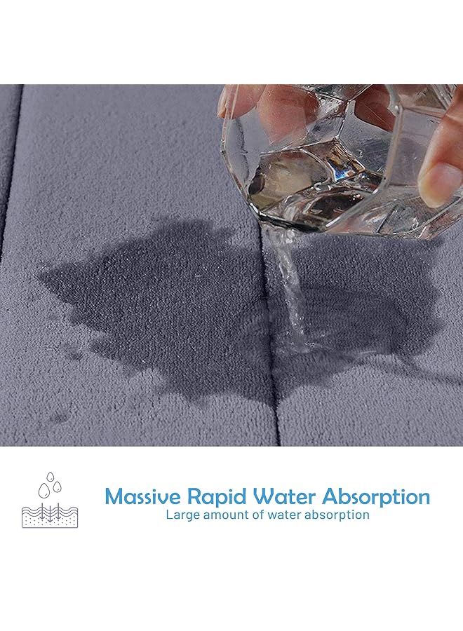 هوم برو سجادة حمام Tapate من الإسفنج الذكي الناعم غير القابل للانزلاق، قابلة للغسل في الغسالة، ماصة للماء، سجادة إسفنجية ناعمة غير قابلة للانزلاق، سجاد حمام ماص للمطبخ، أرضيات الحمام، رمادي - Image 4