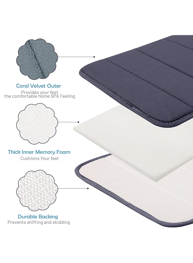 هوم برو سجادة حمام Tapate من الإسفنج الذكي الناعم غير القابل للانزلاق، قابلة للغسل في الغسالة، ماصة للماء، سجادة إسفنجية ناعمة غير قابلة للانزلاق، سجاد حمام ماص للمطبخ، أرضيات الحمام، رمادي - Image 5