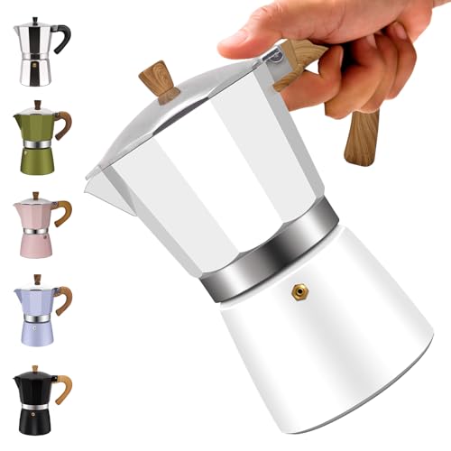 Vaolvpant 9 Cup Aluminum Moka Pot Classic Stovetop Espresso Coffee Maker 450ml 15oz Coffeemaker Percolator Mocha Express Preferred Cafe Makers for Italian and Cuban Café Brewing White - Image 1