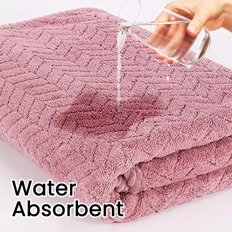 MAXOSHINE Microfiber Towels for Bath Large Size-Super Soft Coral Fleece Bathing Towel with Hook Quick Dry Super Absorbent-Bath Towel for Men and Women-70x140 cm(Green/Pink/Grey, Pack of 3) - Image 4