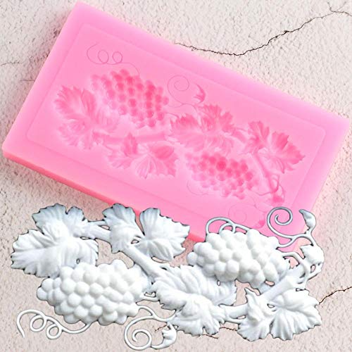 Seedomes 1pc Lovely Grape Leaves Silicone Mold for DIY Handmade Ice Cream Cupcake Cake Topper Decoration Jelly Shots Soap Mould Candy Gum Paste Crystal Pudding Ice Cube Chocolate Fondant Mold Desserts - Image 1