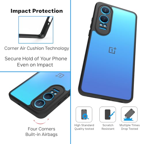 RIGGEAR Shockproof Sleek Hybrid Armor Back Cover Case Compatible with OnePlus Nord CE 4 Lite 5G (Clear PC + Black TPU Bumper) - Image 4