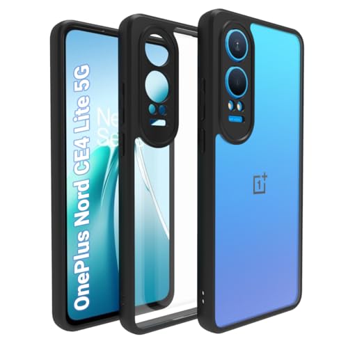 RIGGEAR Shockproof Sleek Hybrid Armor Back Cover Case Compatible with OnePlus Nord CE 4 Lite 5G (Clear PC + Black TPU Bumper) - Image 1