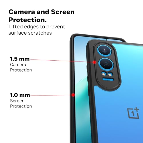 RIGGEAR Shockproof Sleek Hybrid Armor Back Cover Case Compatible with OnePlus Nord CE 4 Lite 5G (Clear PC + Black TPU Bumper) - Image 5