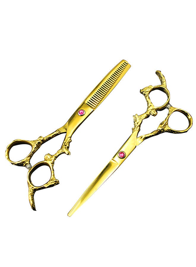 NIBEMINENT Dragon Handle Stainless Steel Hairdressing Scissors Set Gold 6inch - Image 1