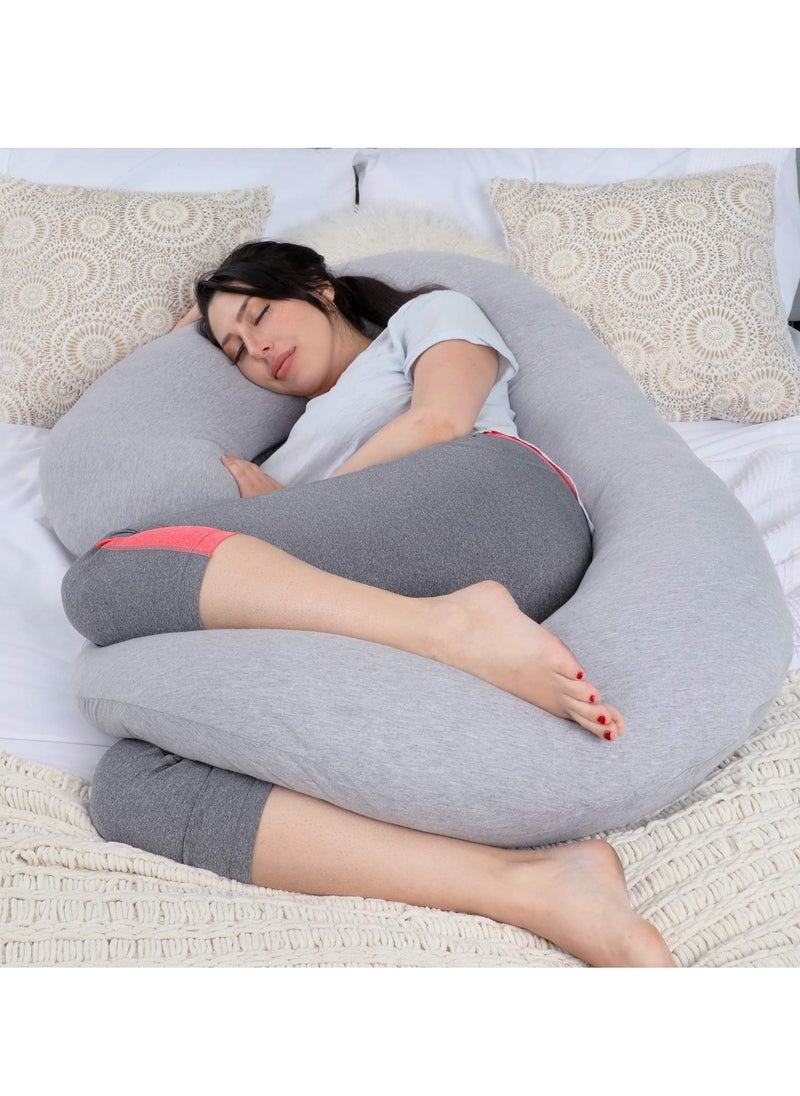 PharMeDoc C-Shape Full Body Pillow | Dark Grey Cooling Cover | Maternity & Pregnancy Support | Back, Belly & Leg Relief | Soft, Breathable & Ergonomic Design  - Image 5