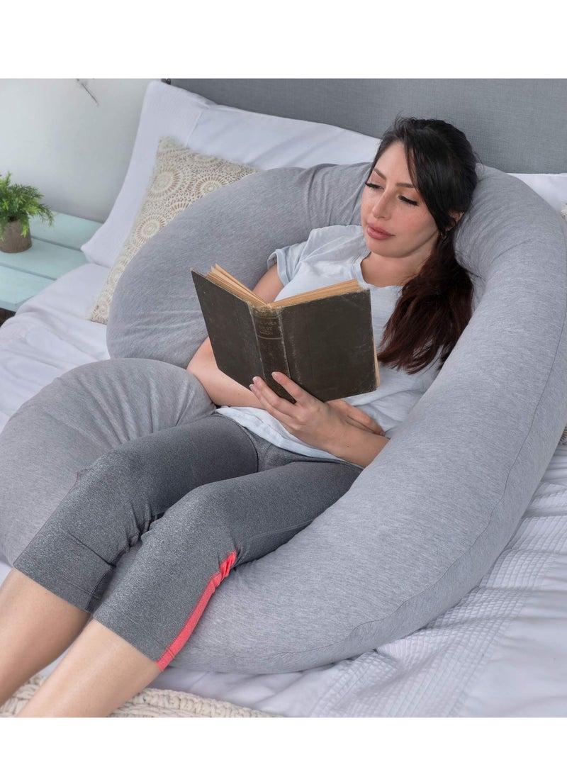 PharMeDoc C-Shape Full Body Pillow | Dark Grey Cooling Cover | Maternity & Pregnancy Support | Back, Belly & Leg Relief | Soft, Breathable & Ergonomic Design  - Image 2