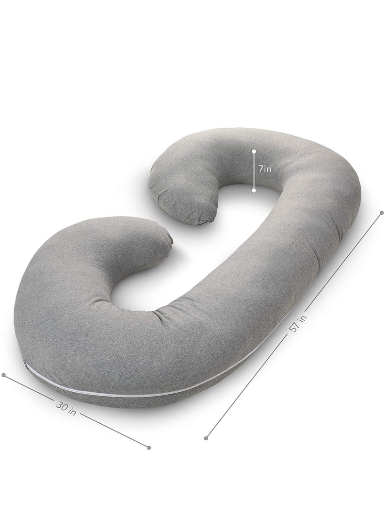 PharMeDoc C-Shape Full Body Pillow | Dark Grey Cooling Cover | Maternity & Pregnancy Support | Back, Belly & Leg Relief | Soft, Breathable & Ergonomic Design  - Image 4