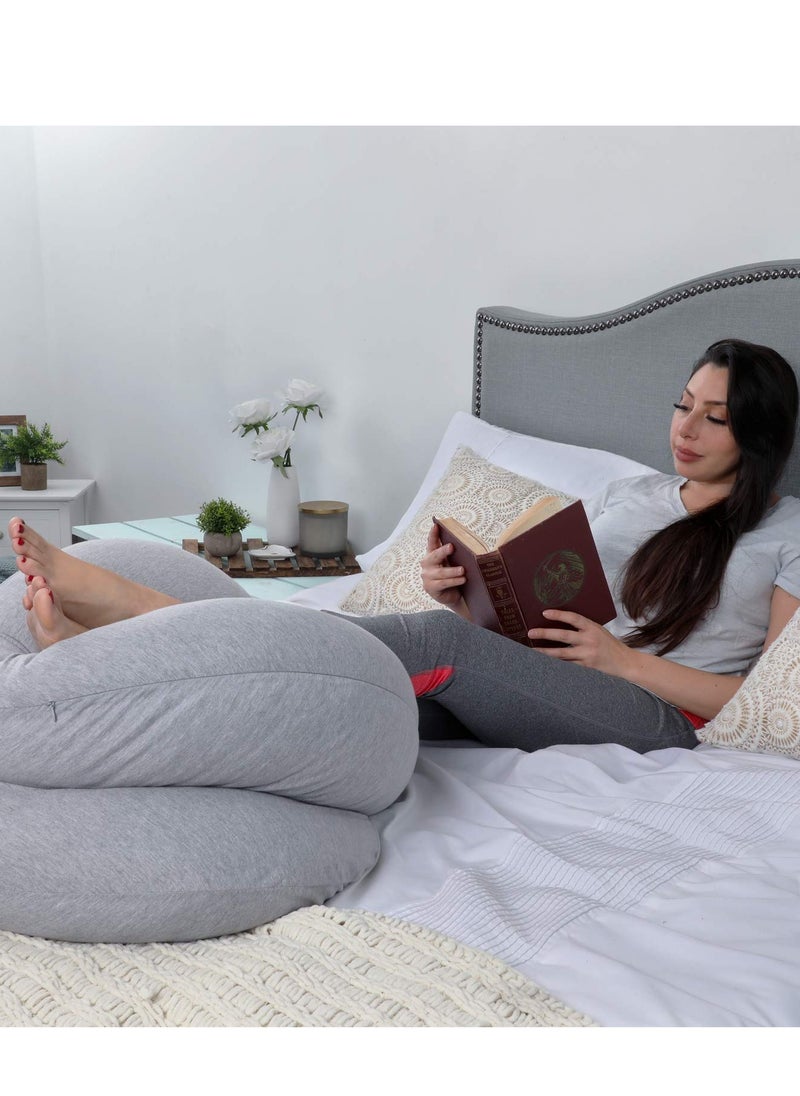 PharMeDoc C-Shape Full Body Pillow | Dark Grey Cooling Cover | Maternity & Pregnancy Support | Back, Belly & Leg Relief | Soft, Breathable & Ergonomic Design  - Image 3