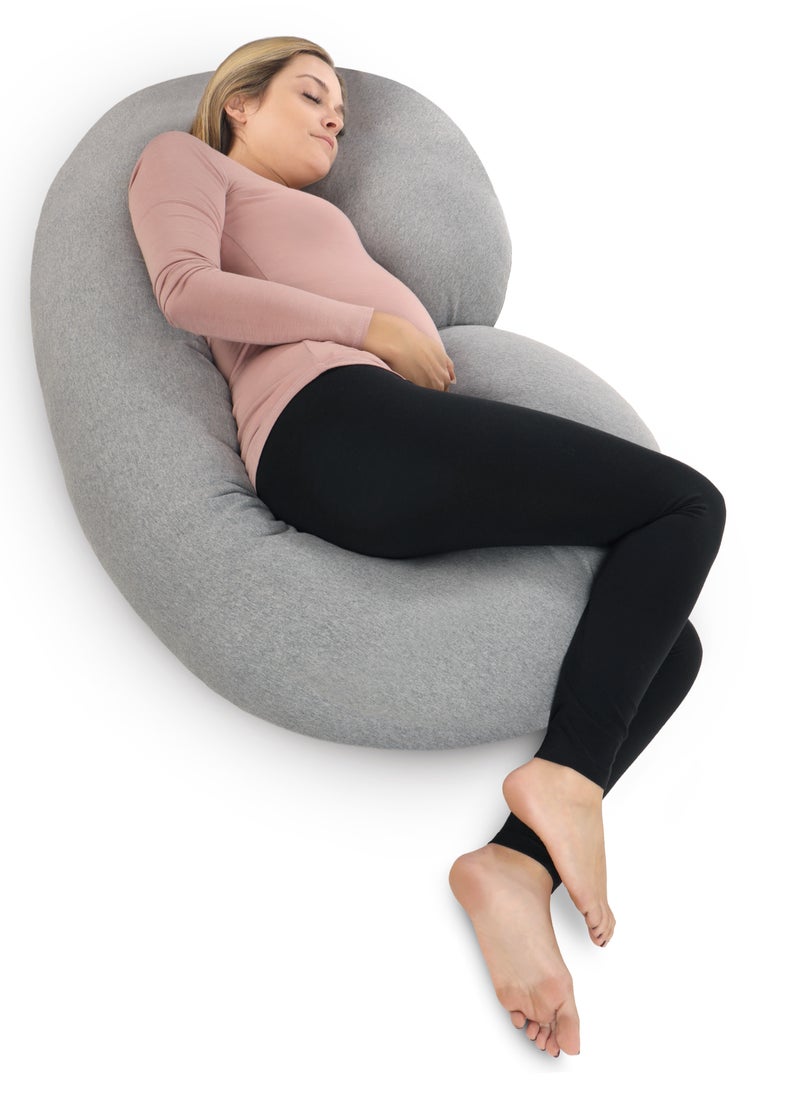 PharMeDoc C-Shape Full Body Pillow | Dark Grey Cooling Cover | Maternity & Pregnancy Support | Back, Belly & Leg Relief | Soft, Breathable & Ergonomic Design  - Image 1