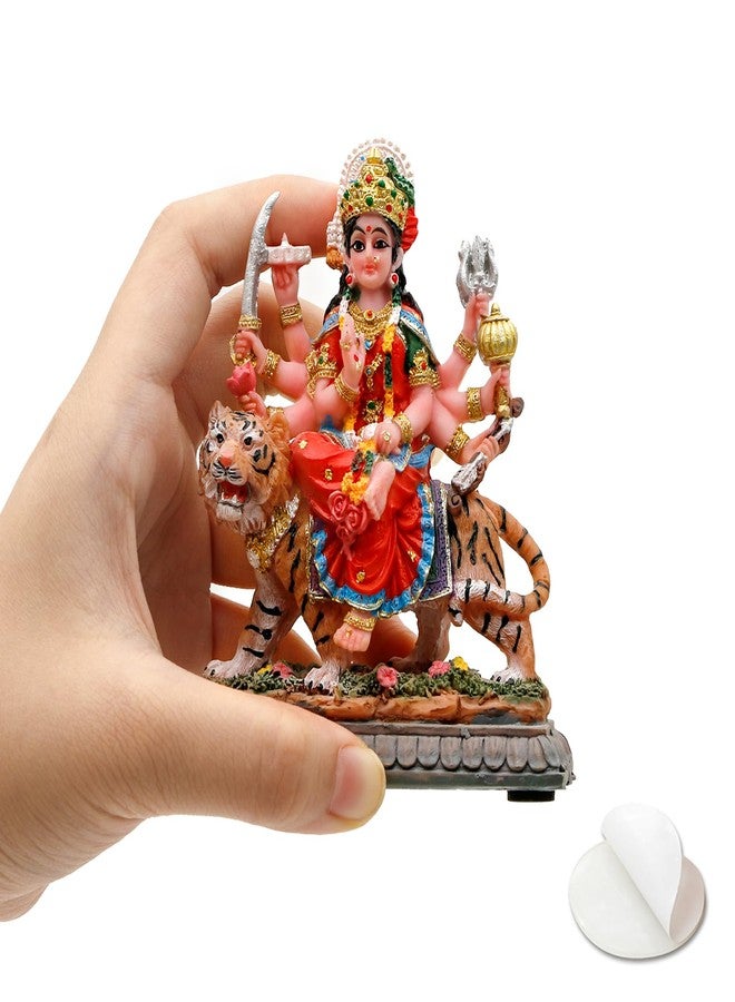 BangBangDa Durga for Car Decor - 4.1" H Small Durga on Tiger Statue for Vehicle Dashboard Hindu Goddess Father’s Day Mother’s Day Diwali Birthday Gifts for Indian People Altar Pooja Item - Image 1