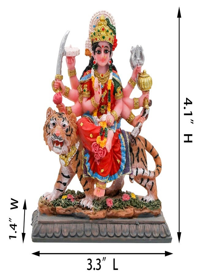 BangBangDa Durga for Car Decor - 4.1" H Small Durga on Tiger Statue for Vehicle Dashboard Hindu Goddess Father’s Day Mother’s Day Diwali Birthday Gifts for Indian People Altar Pooja Item - Image 4