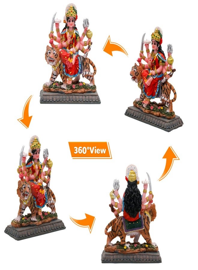 BangBangDa Durga for Car Decor - 4.1" H Small Durga on Tiger Statue for Vehicle Dashboard Hindu Goddess Father’s Day Mother’s Day Diwali Birthday Gifts for Indian People Altar Pooja Item - Image 5