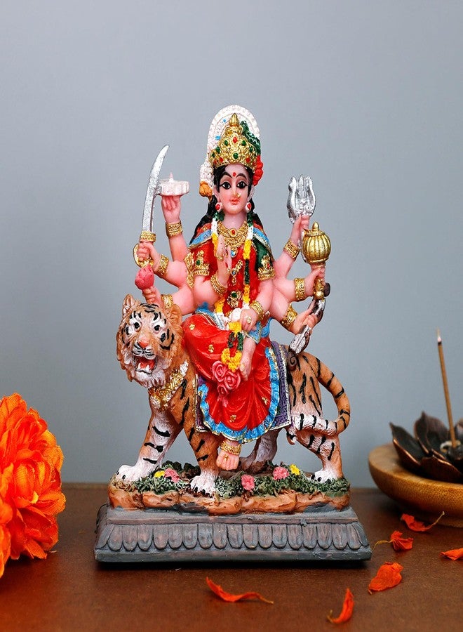BangBangDa Durga for Car Decor - 4.1" H Small Durga on Tiger Statue for Vehicle Dashboard Hindu Goddess Father’s Day Mother’s Day Diwali Birthday Gifts for Indian People Altar Pooja Item - Image 3