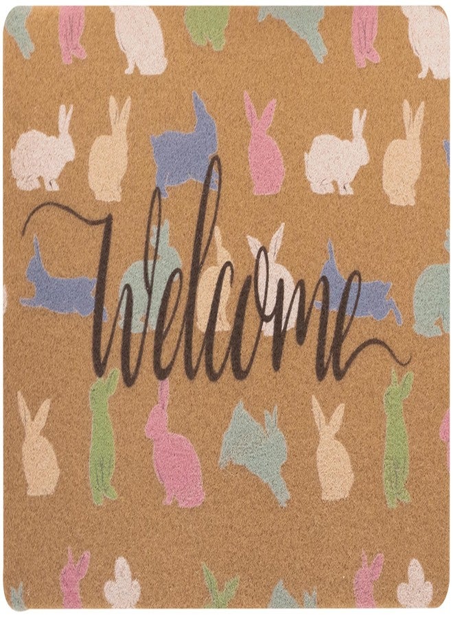 Vikodah Easter-Bunnies Welcome Doormat Outdoor-Entrance - Non-Slip Coir Front Door Indoor Mats Home-Decor Rugs 17 * 29" - Image 1
