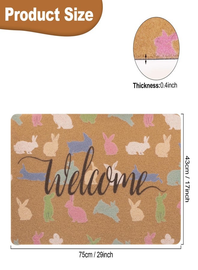 Vikodah Easter-Bunnies Welcome Doormat Outdoor-Entrance - Non-Slip Coir Front Door Indoor Mats Home-Decor Rugs 17 * 29" - Image 2