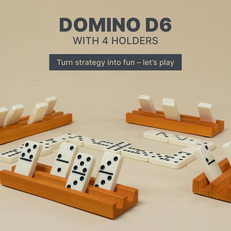 Queensell Dominos Set for Adults with 4 Domino Racks - Double 6 Dominoes Set with Domino Holder, Classic Board Games for Kids and Adults - Double Six Standard Dominos Set 28 Tiles with Travel Case - Image 2