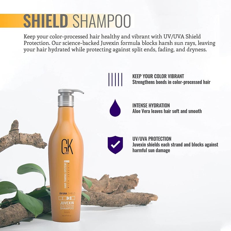 Global Keratin Shield Shampoo (650ml) Color Protection Against Sun UV/UVA Rays - Deep Cleansing Moisturizing for Color Treated Dry Damaged Curly Frizzy HAIR - Sulfate Free - Image 2