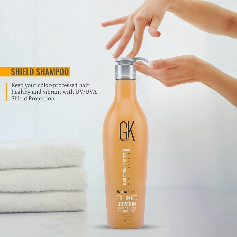 Global Keratin Shield Shampoo (650ml) Color Protection Against Sun UV/UVA Rays - Deep Cleansing Moisturizing for Color Treated Dry Damaged Curly Frizzy HAIR - Sulfate Free - Image 4