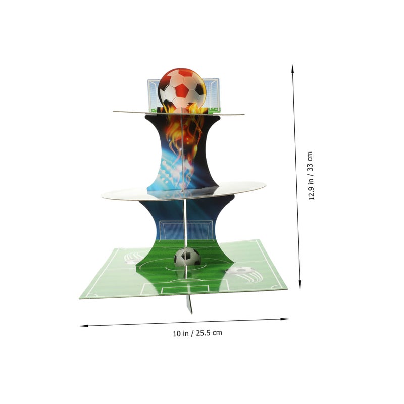 Soccer Pattern Tiered Cake Stand Reusable Cupcake Holder For Parties - Image 3