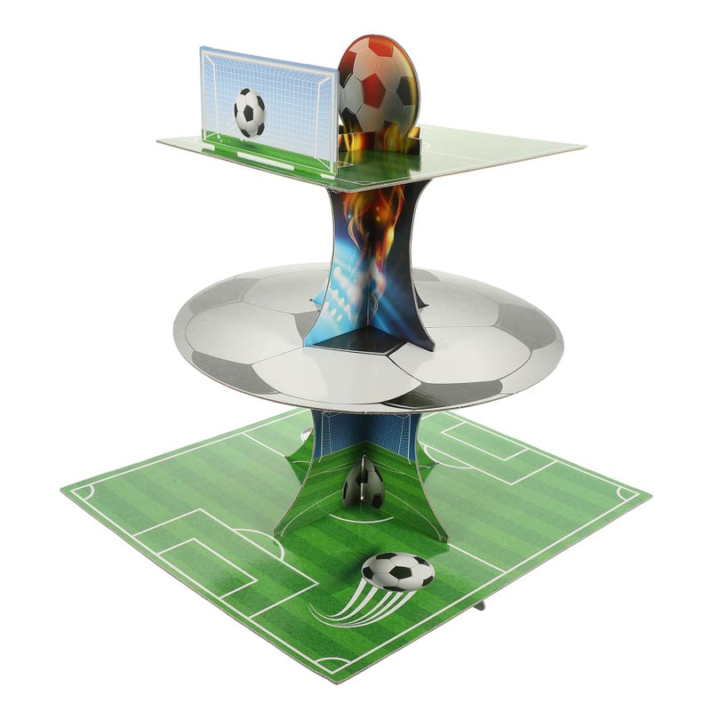 Soccer Pattern Tiered Cake Stand Reusable Cupcake Holder For Parties - Image 2