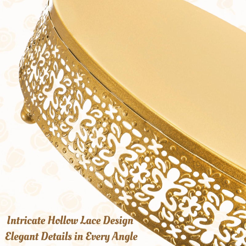 Youeon Gold Round Cake Stand Set of 3, 12/10/8 Inch Metal Hollow Cake Pedestals with Low Feet, Dessert Display Stands for Wedding, Birthday, Party, Anniversary & Holiday Entertaining - Image 4