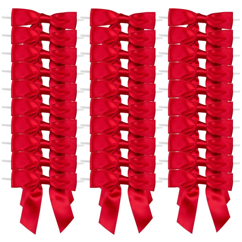 7Rainbows 30pcs Boutique 25 Red Satin Ribbon Twist Tie Bows for Tying Up Packages Gift Wrapping - Image 3