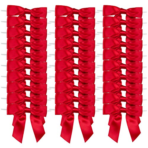 7Rainbows 30pcs Boutique 25 Red Satin Ribbon Twist Tie Bows for Tying Up Packages Gift Wrapping - Image 2