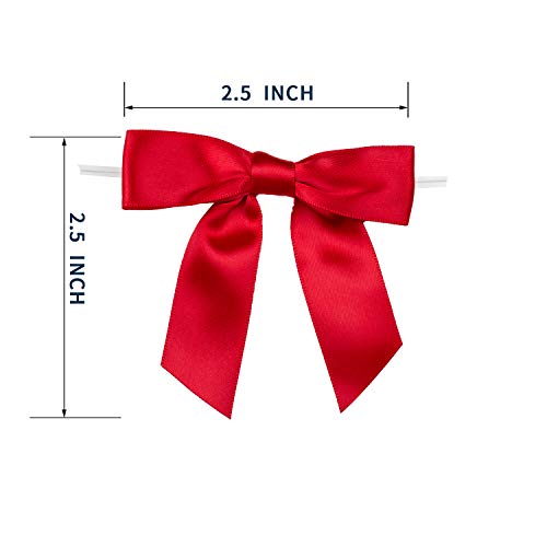 7Rainbows 30pcs Boutique 25 Red Satin Ribbon Twist Tie Bows for Tying Up Packages Gift Wrapping - Image 5