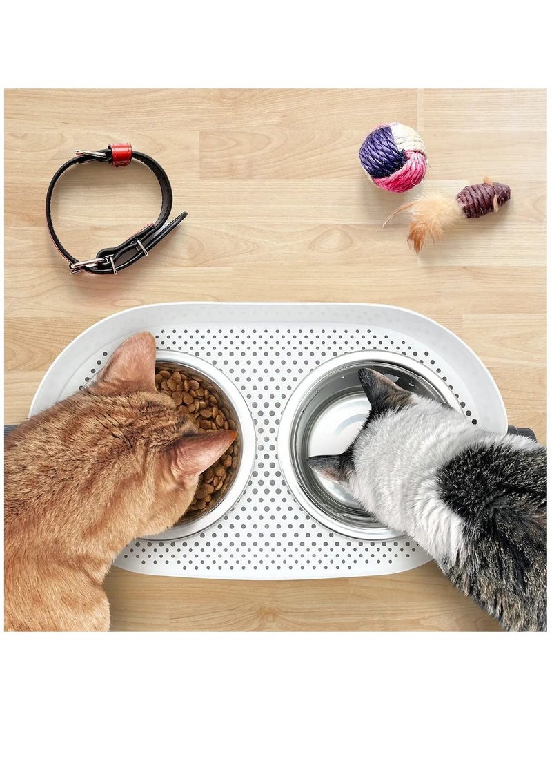 all for paws All For Paws Height Adjustable Lifestyle 3-in-1 Elevated Double Dinner Feeder Bowl Stainless Steel Dog Cat Food And Water Bowl  - Image 3