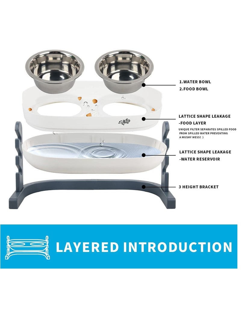 all for paws All For Paws Height Adjustable Lifestyle 3-in-1 Elevated Double Dinner Feeder Bowl Stainless Steel Dog Cat Food And Water Bowl  - Image 4